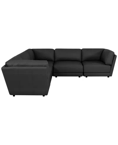 Macy's Versa 5-pc. L-shape Leather Sectional In Black