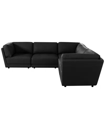 Macy's Versa 5-pc. L-shape Leather Sectional In Black