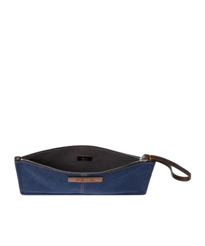 Fendi Ff Medium Flat Pouch In Blue