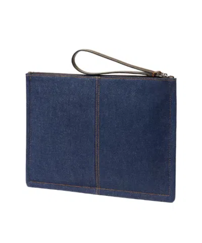 Fendi Ff Medium Flat Pouch In Blue