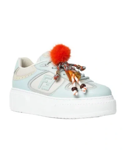 Fendi Low-top Sporty Sneakers With Embellishments In Blue