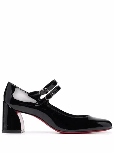 Christian Louboutin Woman Pumps Black Size 7 Leather In Purple