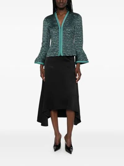 Emporio Armani Blazer Contrast Trim Flared Sleeves Open Front In Multi