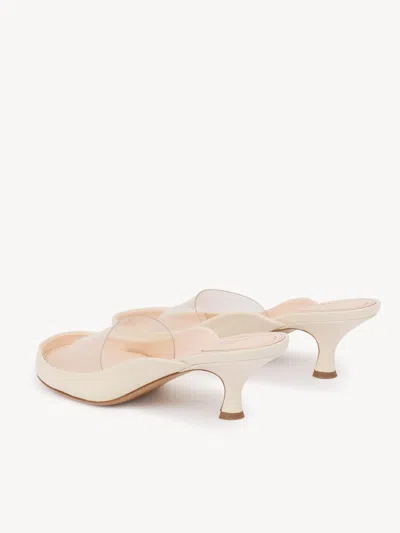 Chloé Womens Chloe Junie Leather And Pvc Heeled Sandals In Neutral