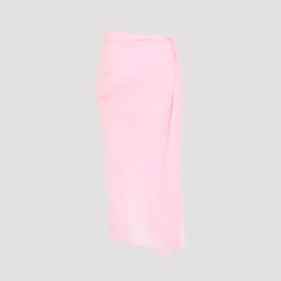 Jacquemus High Waist Draped Asymmetric Ruched Skirt In Pink