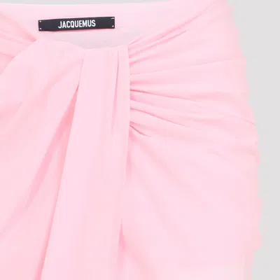 Jacquemus High Waist Draped Asymmetric Ruched Skirt In Pink