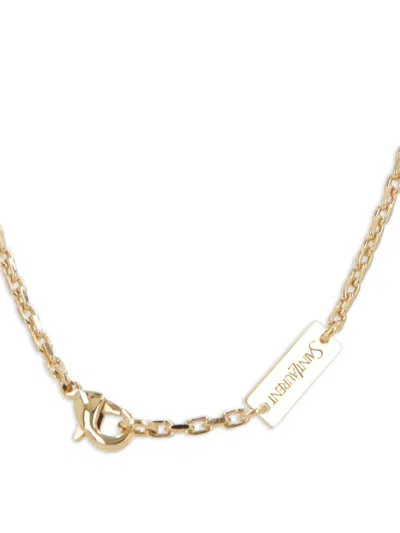 Saint Laurent Gold Tone Rectangular Charm Bijoux In Gold