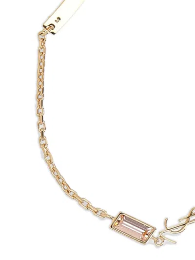 Saint Laurent Gold Tone Rectangular Charm Bijoux In Gold