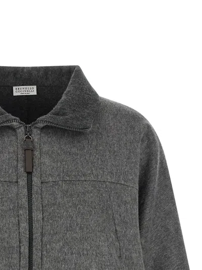 Brunello Cucinelli 'shiny Zipper Pull' Jacket In Black