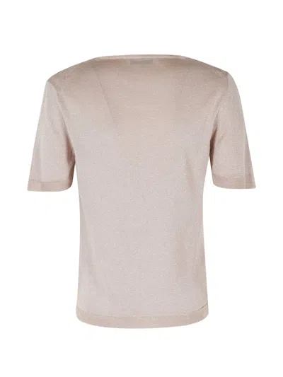 Gran Sasso Diamond-patterned Metallic-effect T-shirt In Neutral