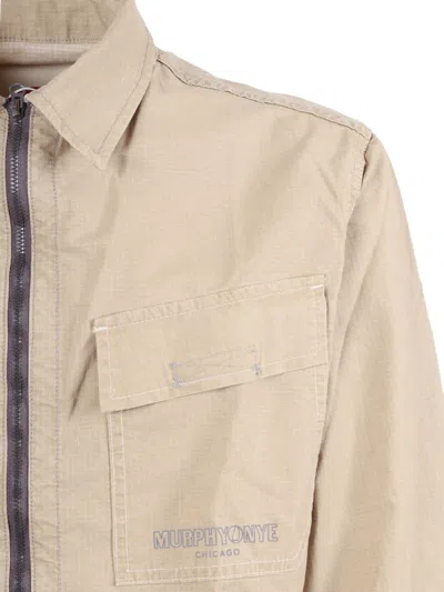 Murphy & Nye Incense Topside Textured Zipper Overshirt In Neutral
