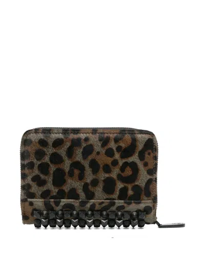 Ash Leopard-print Stud-embellished Wallet In Orange