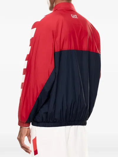 Ea7 Striped-sleeve Panelled Jacket In Multi