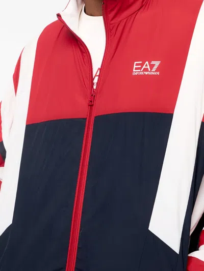 Ea7 Striped-sleeve Panelled Jacket In Multi