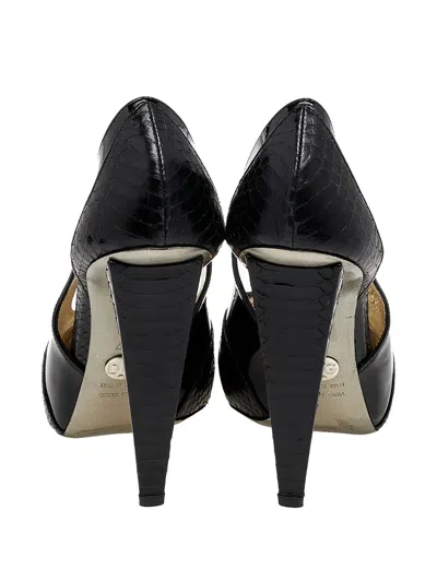 Pre-owned Dolce & Gabbana Python-embossed Leather Heeled Pumps In Black