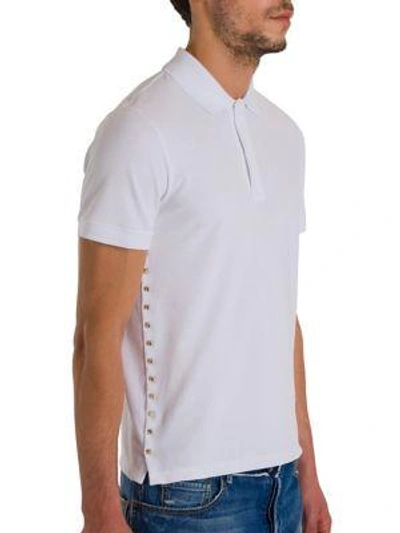 Shop Valentino Rockstud Polo In White