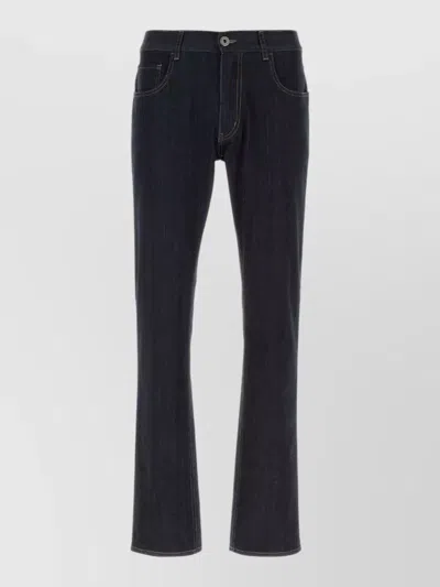 Prada Stretch Denim Jeans Belt Loops Five Pockets In Blue