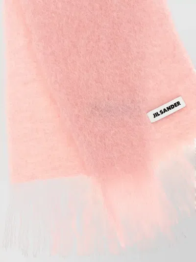 Jil Sander Light Pink Logo Solid Scarf In Pink