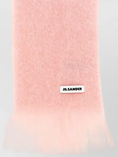 Jil Sander Light Pink Logo Solid Scarf In Pink