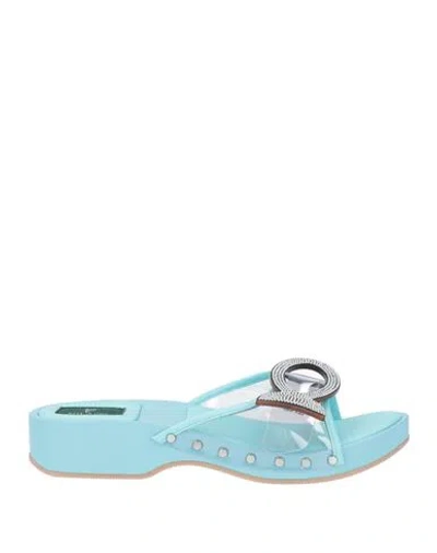 Pucci Woman Sandals Turquoise Size 7 Synthetic Material In Blue