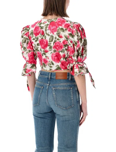 Chloé Puff-sleeve Cotton Poplin Top In Multi