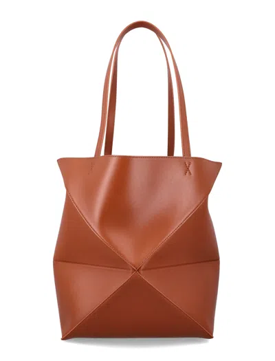 Loewe Medium Puzzle Fold Tote In Calfskin In Purple