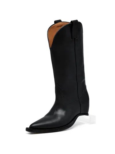Maison Margiela Heel-less Western Leather Boots In Black