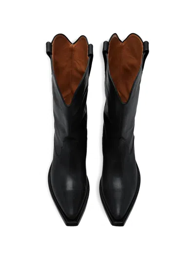 Maison Margiela Heel-less Western Leather Boots In Black