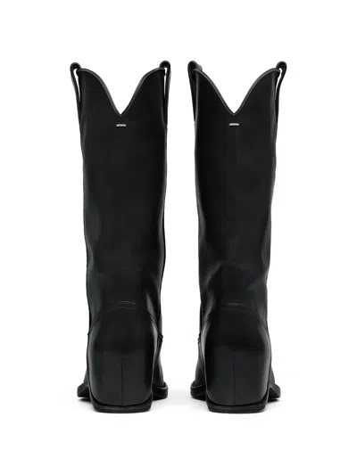 Maison Margiela Heel-less Western Leather Boots In Black