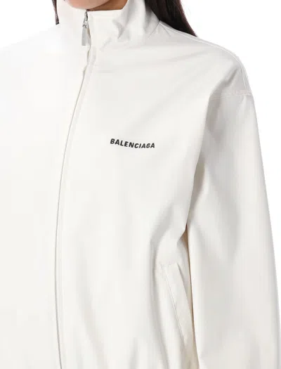 Balenciaga Womens Back Track Jacket In White Technical Polyester In White