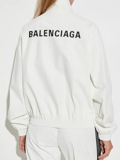 Balenciaga Womens Back Track Jacket In White Technical Polyester In White