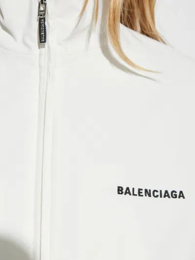 Balenciaga Womens Back Track Jacket In White Technical Polyester In White