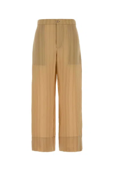 Saint Laurent Striped Silk Pajama Pants In Neutral