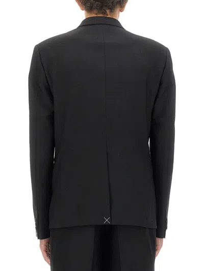 Versace Virgin Wool Double-breasted Blazer In Black
