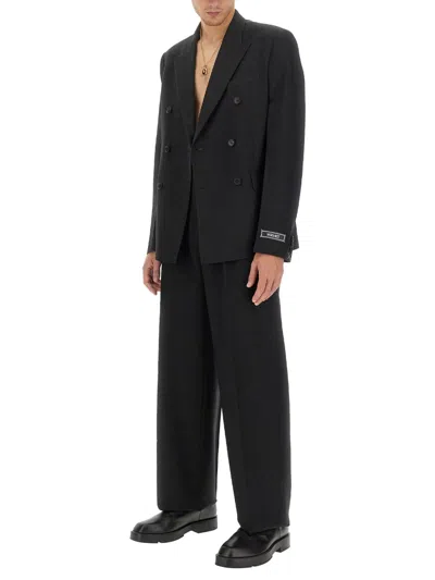 Versace Virgin Wool Double-breasted Blazer In Black