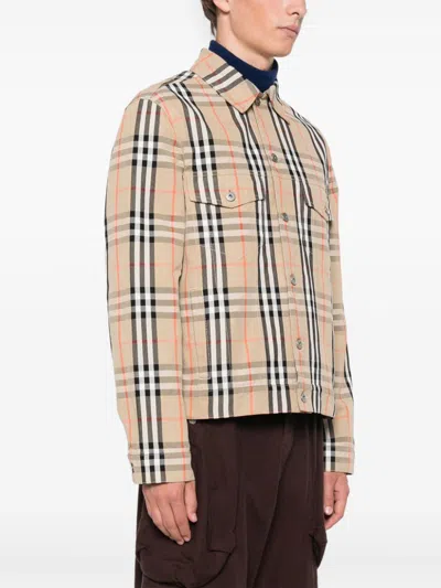 Burberry Checked Jacket In Neutral