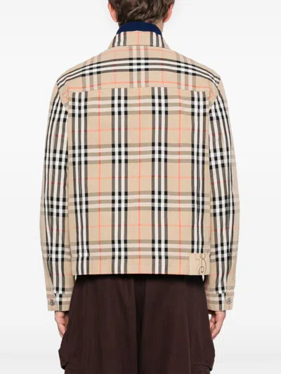 Burberry Checked Jacket In Neutral