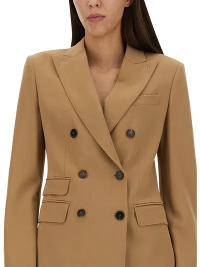 Max Mara Double-breasted Blazer In Brown
