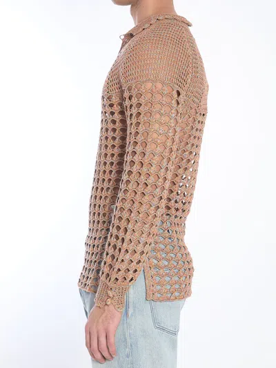 Valentino Garavani Multicolor Crochet Sweater In Brown