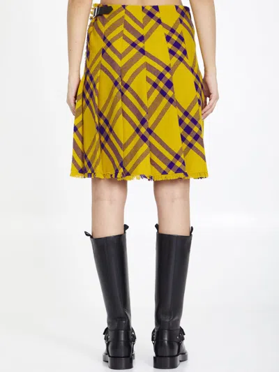 Burberry Woman Mini Skirt Yellow Size 2 Wool In Yellow
