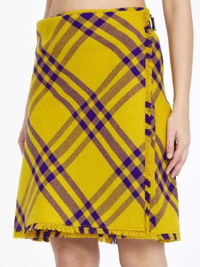 Burberry Woman Mini Skirt Yellow Size 2 Wool In Yellow