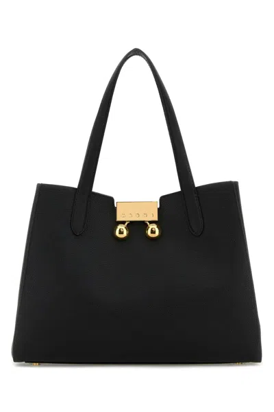 Marni Black Leather Trunkaroo Shoulder Bag In Black