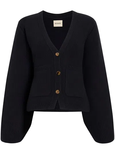 Khaite Scarlet Cashmere Cropped Cardigan In Blue