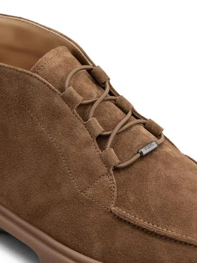 Tod's Leather Ankle Boots Suitable For Desert Terrain In Brown