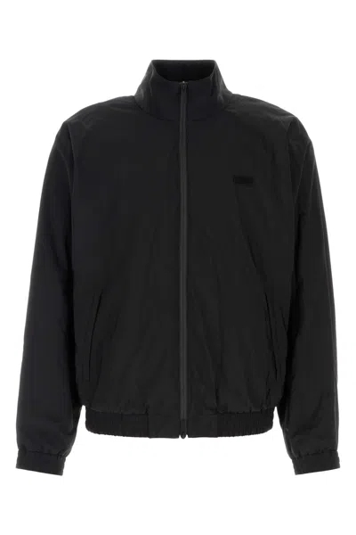 Ferragamo Wool Blend Jacket High Collar In Black