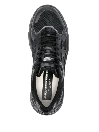 Golden Goose Lightstar Net And Leather Upper Tpu Star Net Heel And Spur In Black