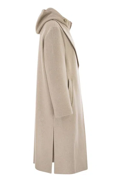 Fay Double Front Wool Jersey Coat In Brown