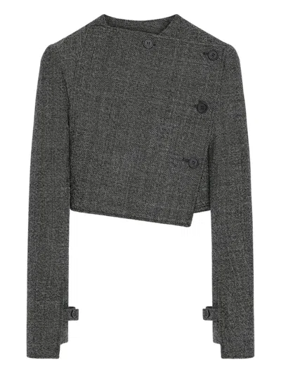 Courrèges Oblique Buttoned Jacket In Brown
