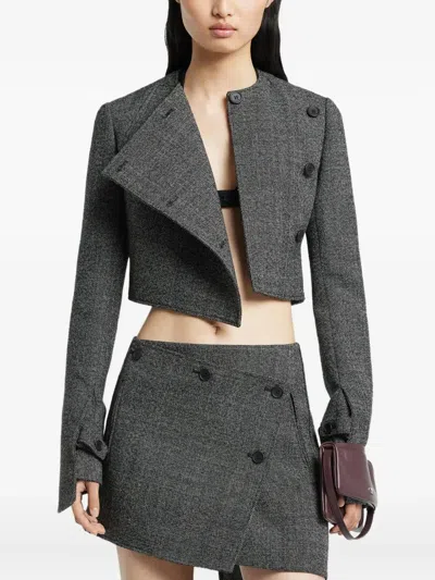 Courrèges Oblique Buttoned Jacket In Brown