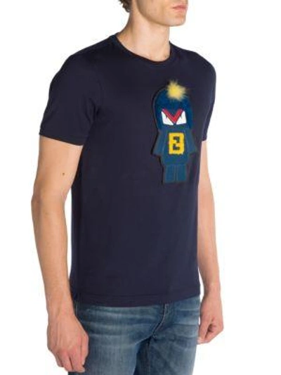 Shop Fendi Rumi Fur Appliqué Tee In Night Blue